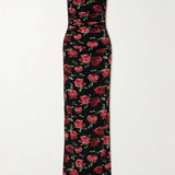 Ruched Floral-print Stretch-jersey Bustier Gown