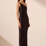 La Lune One Shoulder Cowl Back Maxi Dress