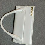 White leather shoulder bag with gold Jacquemus logo — Jacquemus | Endless UAE