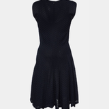 Black sleeveless embroidered stretch knit midi dress with flared hem and textured pattern — Alaïa | Endless UAE