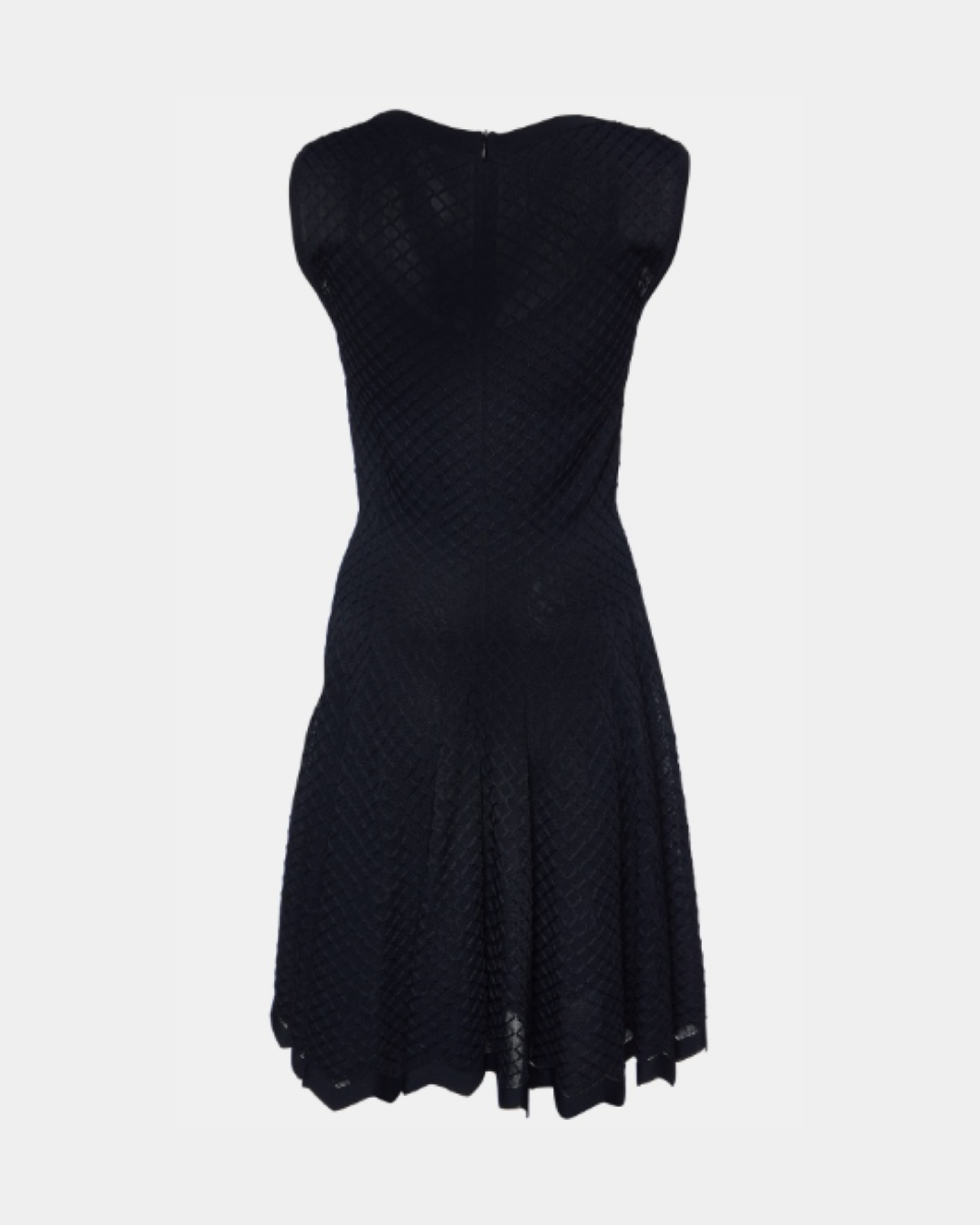 Black sleeveless embroidered stretch knit midi dress with flared hem and textured pattern — Alaïa | Endless UAE