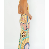 Pearl Halter Crochet Maxi Dress