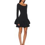 Black balloon contrast knit dress with long sleeves and ruched hem — Aaizel | Endless UAE