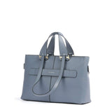 Blue leather tote bag with dual handles and structured design — Piquadro | Endless UAE