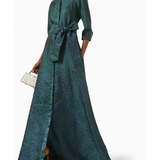 Emerald green belted shirt dress with floral embellishment detail — Teri Jon | Endless UAE
