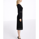 Black long-sleeve bodycon dress with satin belt detail and trim, knee-length silhouette, styled with heels — Fendi | Endless UAE