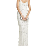 Amora ivory beaded gown with crystal embellishments and spaghetti straps — Monique Lhuillier | Endless UAE