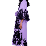 Roses Fully Wmbroidered Cotton Caftan Midi