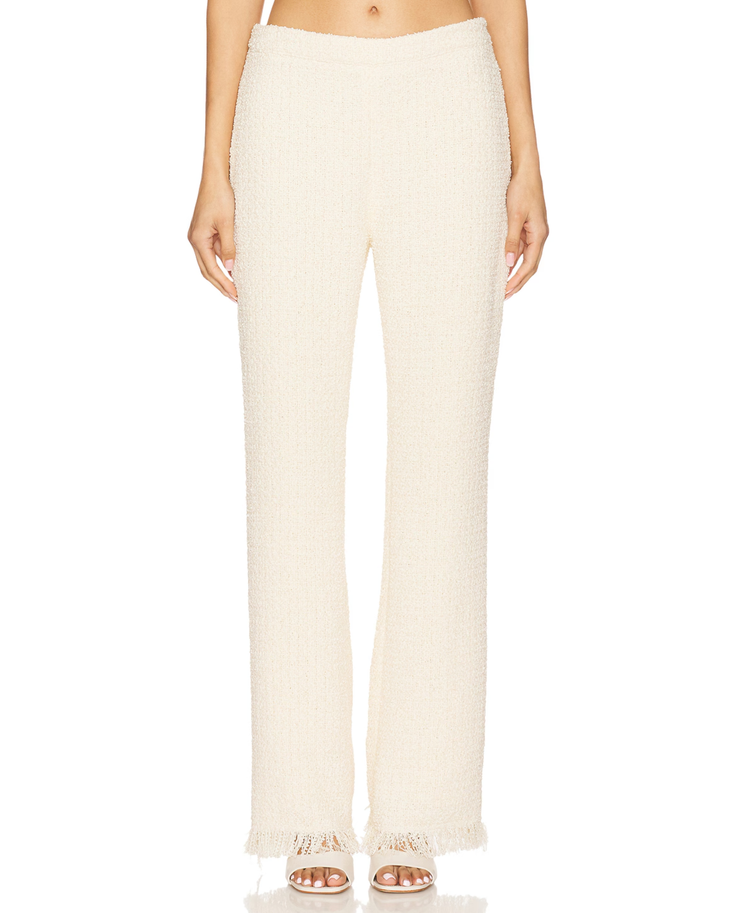 Cream boucle tank top and matching pants set with frayed hem details — SER.O.YA | Endless UAE
