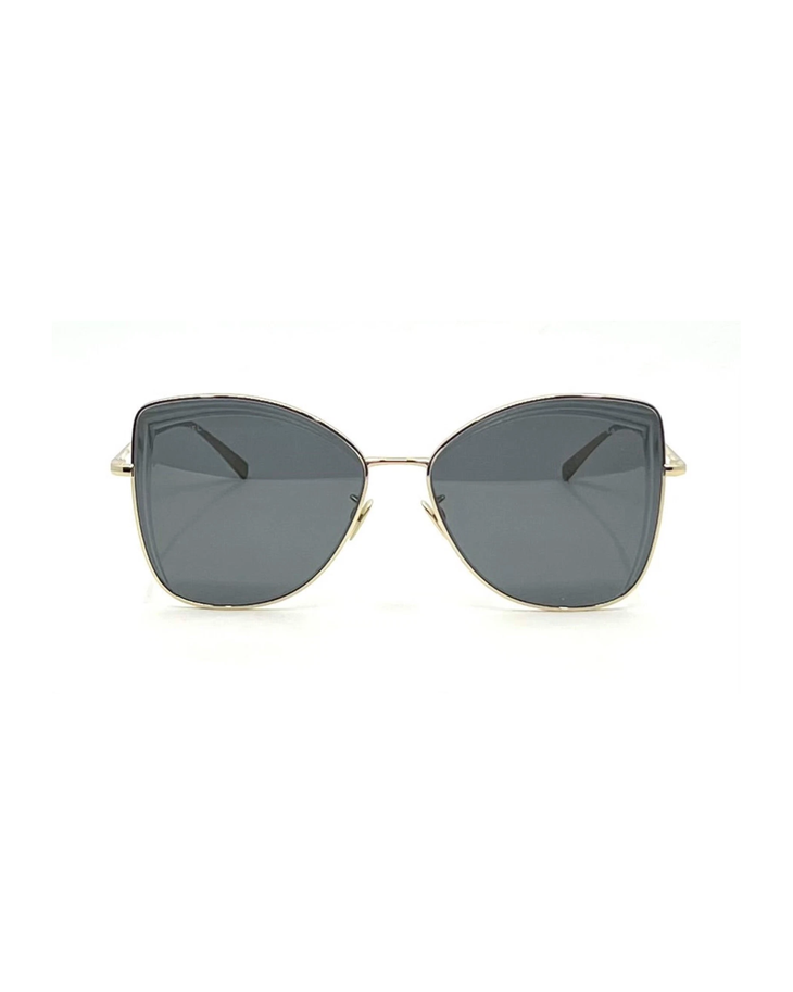 Gold cat-eye sunglasses with dark gray lenses and thin metal frames — Chanel | Endless UAE