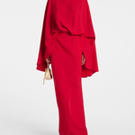 Red oversized cape-sleeve gown with flowing silhouette and floor-length skirt — Taller Marmo | Endless UAE
