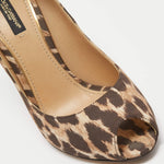 Leopard print canvas peep toe pump with chunky heel — Dolce & Gabbana | Endless UAE