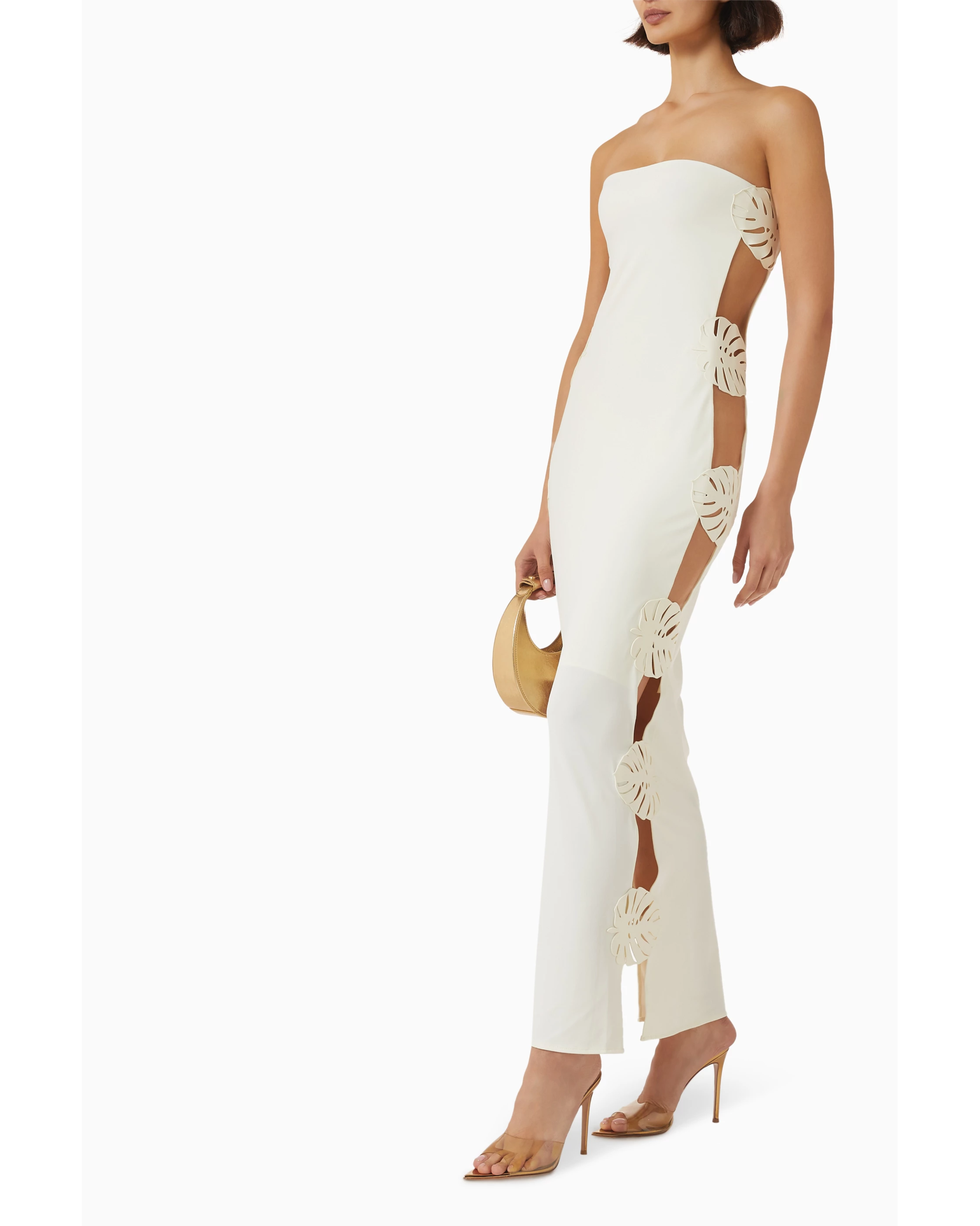 Hoja Rota white strapless maxi dress with side cutouts — Bahia Maria | Endless UAE