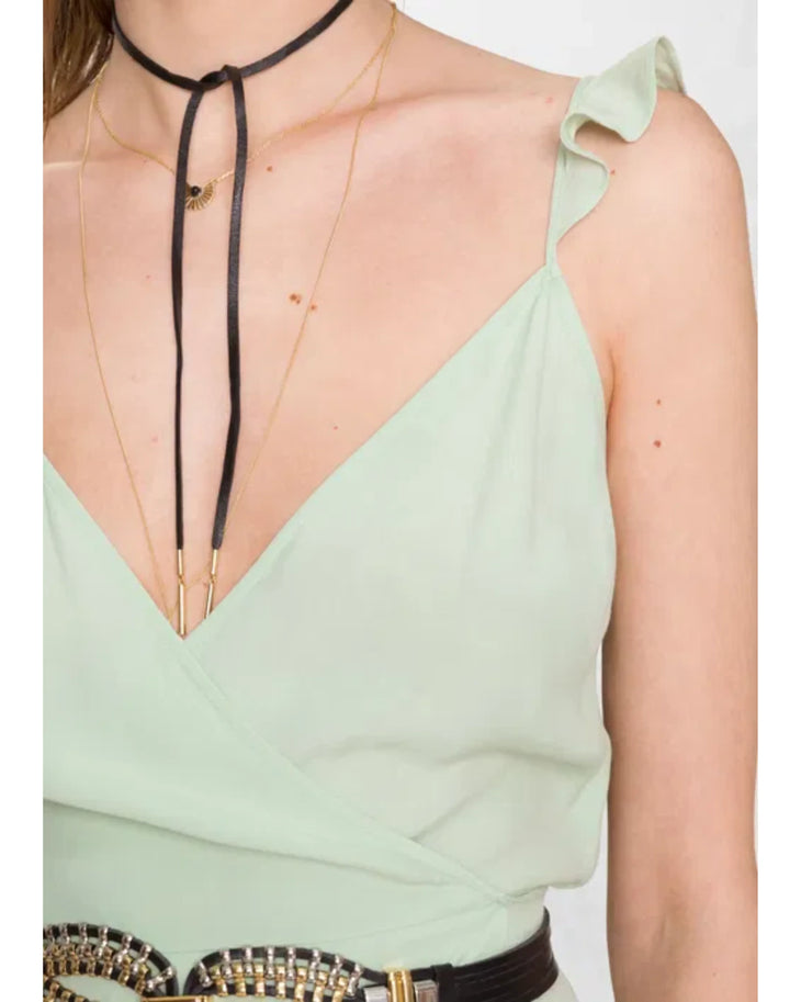 Mint green wrap dress with ruffle straps and decorative belt — & Other Stories | Endless UAE