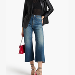 Cropped high-rise wide-leg jeans styled with black blazer and heels — Victoria Beckham | Endless UAE