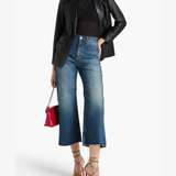 Cropped high-rise wide-leg jeans styled with black blazer and heels — Victoria Beckham | Endless UAE