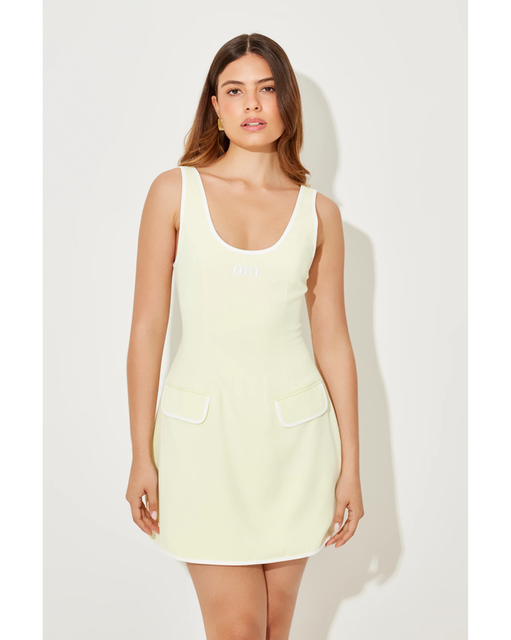 Cream sleeveless tennis dress with front pockets and scoop neckline — Odd Muse | Endless UAE