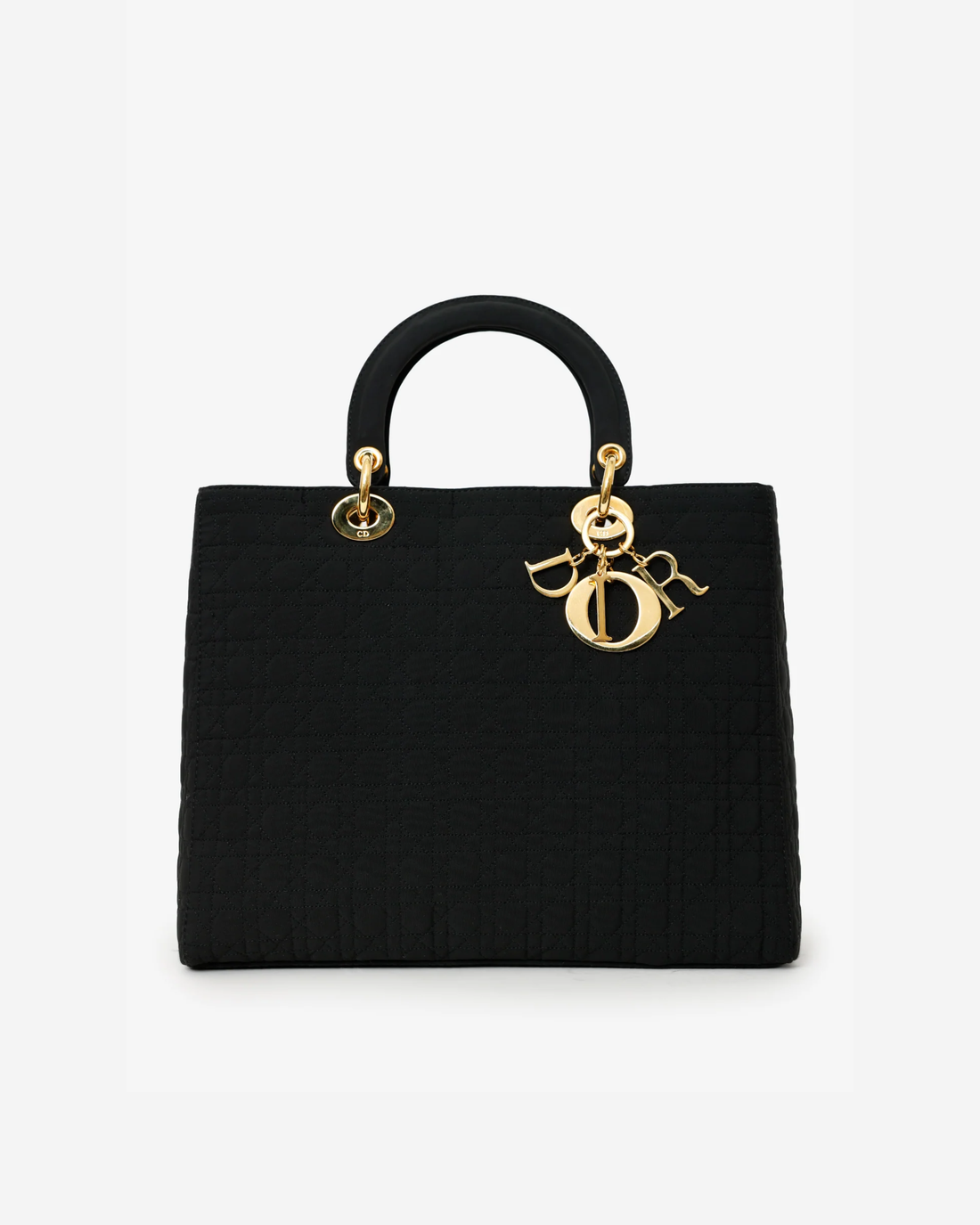 Black quilted nylon Lady Dior bag with gold charm and top handles — Dior | Endless UAE