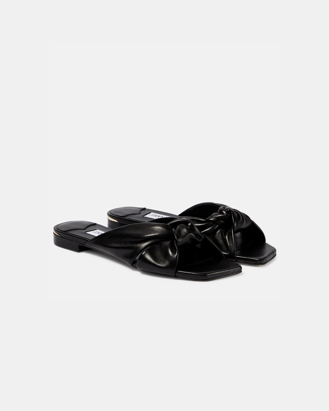 Black leather flat sandals with bow detail — Jimmy Choo | Endless UAE