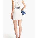 Button-Embellished Cotton Mini Skirt