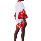 Roses Fully Embroidered Batiste Caftan Mini