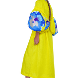 Pansies Sleeves Embroidered Linen Caftan Midi