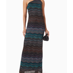 Embellished one-shoulder maxi dress with chevron pattern in teal and multicolor — Missoni | Endless UAE