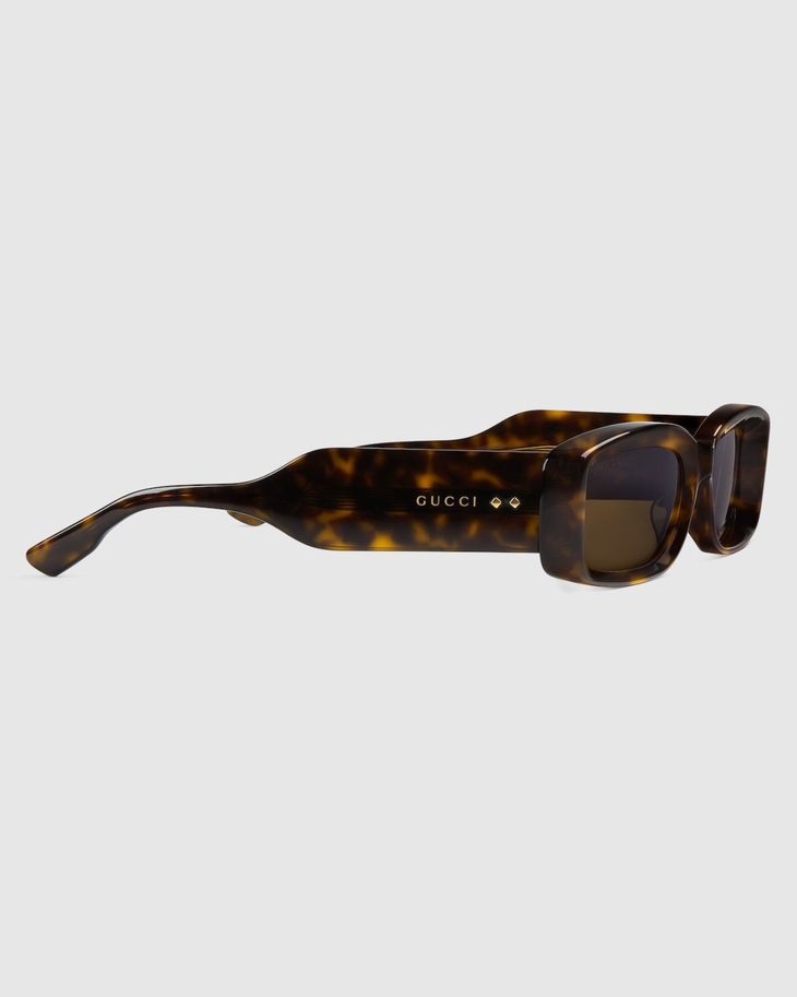 Tortoiseshell rectangular-frame sunglasses with brown lenses — Gucci | Endless UAE