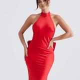 Ilaria Red Bow Halter Dress
