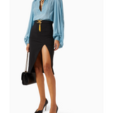 Slit Midi Skirt in Stretch Technical Blend
