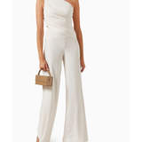 Ivory one-shoulder draped top with wrapped detail and cutout at waist — Norma Kamali | Endless UAE