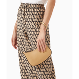 Beige leather mini hobo shoulder bag with dark brown studded trim and single strap — Valentino Garavani | Endless UAE
