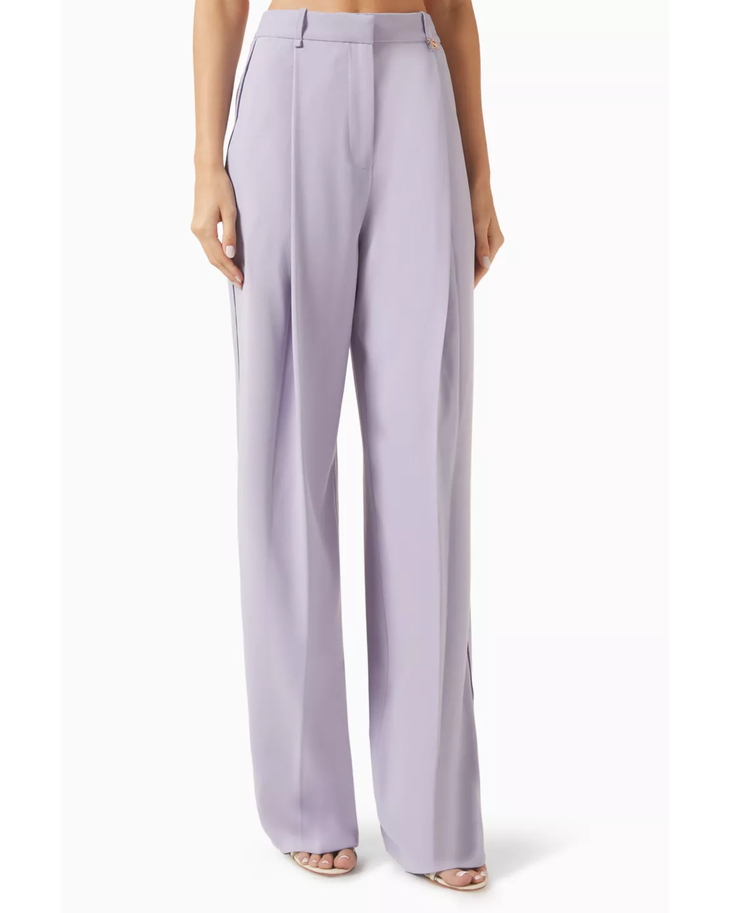 Lavender draped high-waisted flared pants with matching tank top — Elisabetta Franchi | Endless UAE