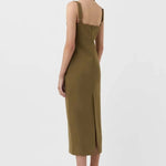 Olive green sleeveless midi dress with sweetheart neckline and keyhole cutout — Camilla & Marc | Endless UAE