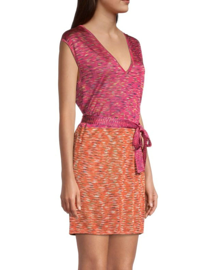 Belted Colorblock Spacedye Tunic in Pink and Orange — Missoni | Endless UAE