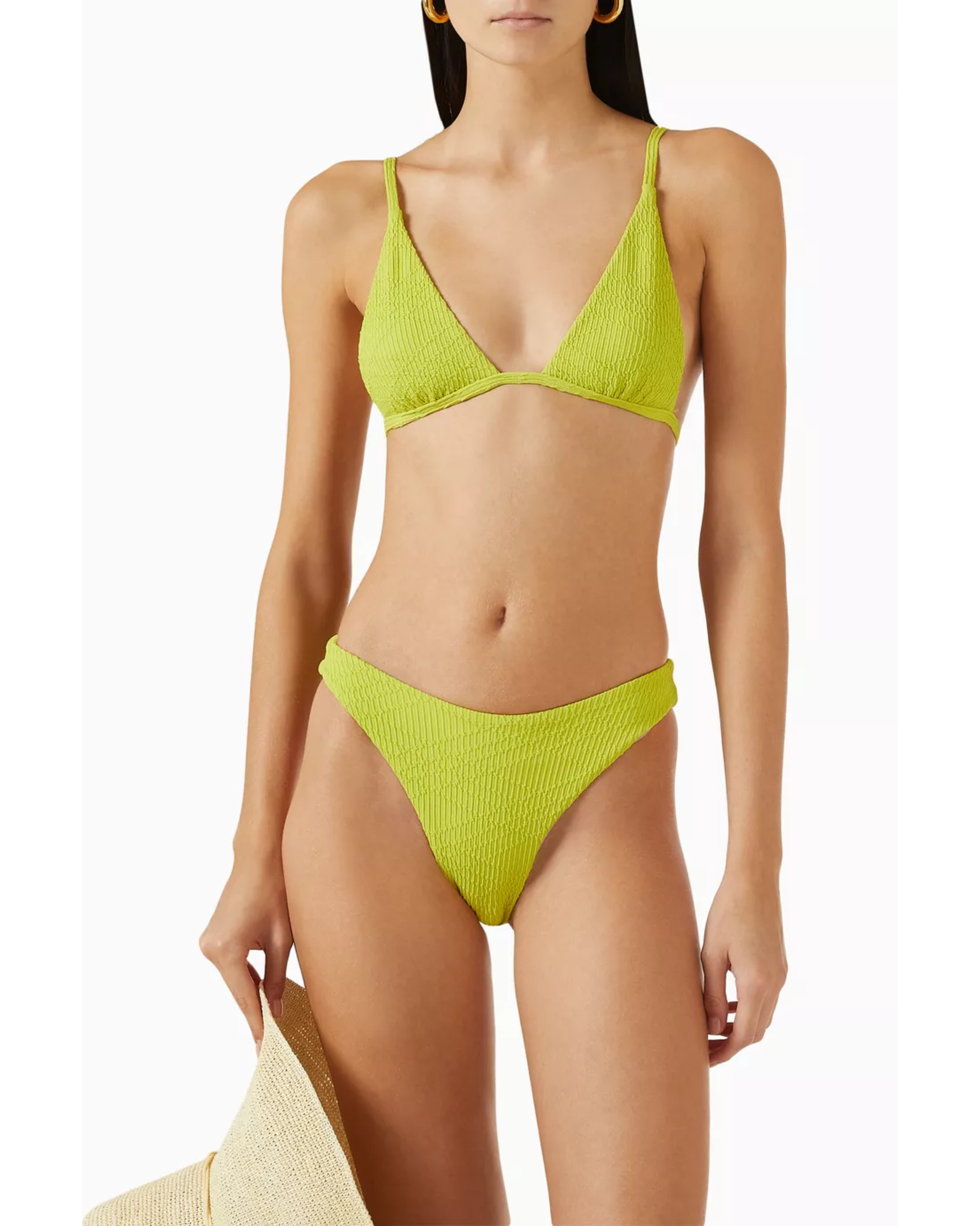 Tamarama high-cut bikini bottom in lime green textured fabric with minimal coverage — Monday Swimwear | Endless UAE