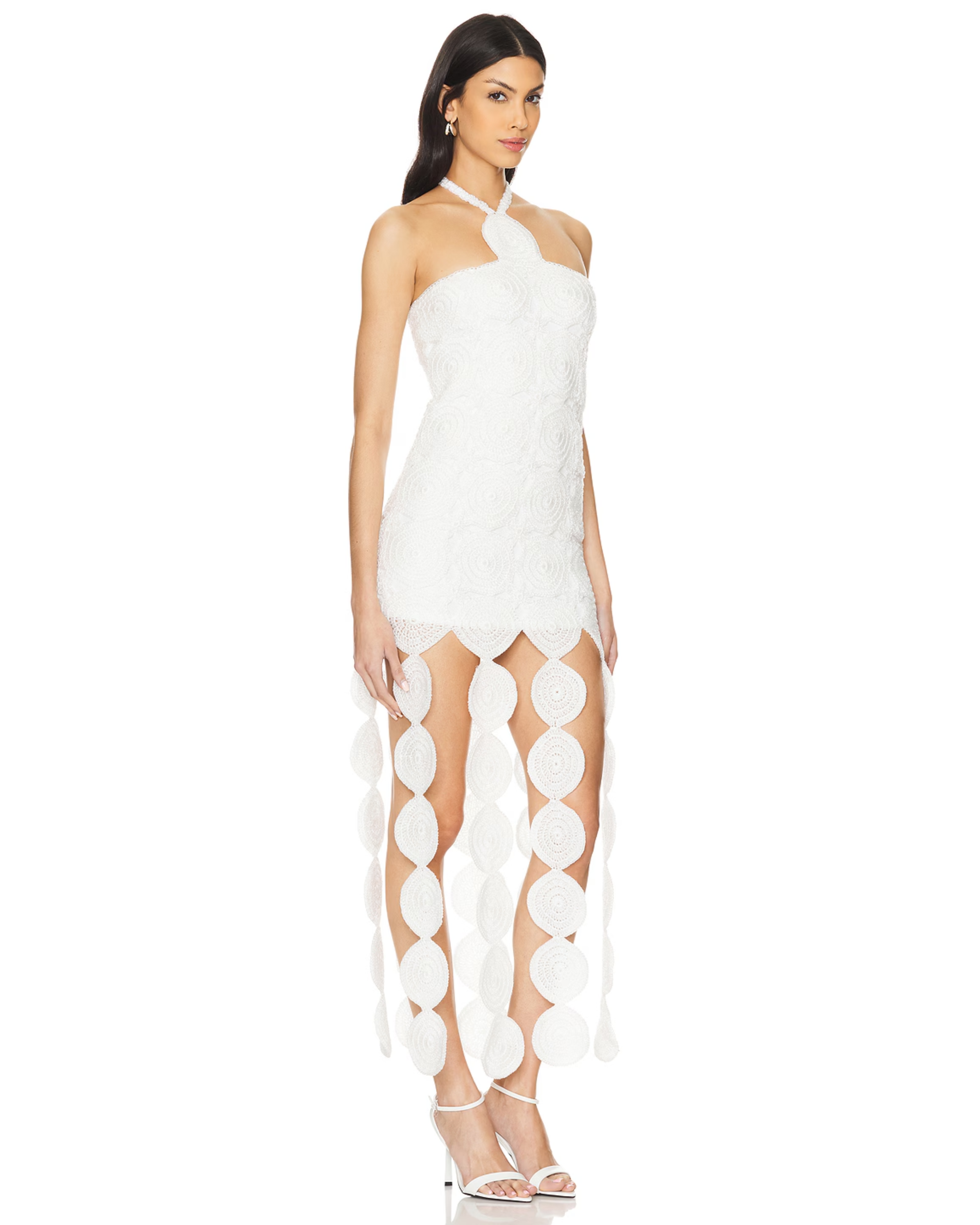 White halter mini dress with scalloped cutout details — Simon Miller | Endless UAE