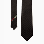 Black silk tie with GG monogram pattern and Web stripe detail — Gucci | Endless UAE