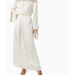Elegant ivory maxi dress with lace shoulder detail, braided belt at waist, and long sleeves — Nass | Endless UAE