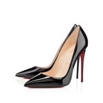 Black pointed-toe pumps with beige leather insole and white tissue paper insert — Endless | Endless UAE
