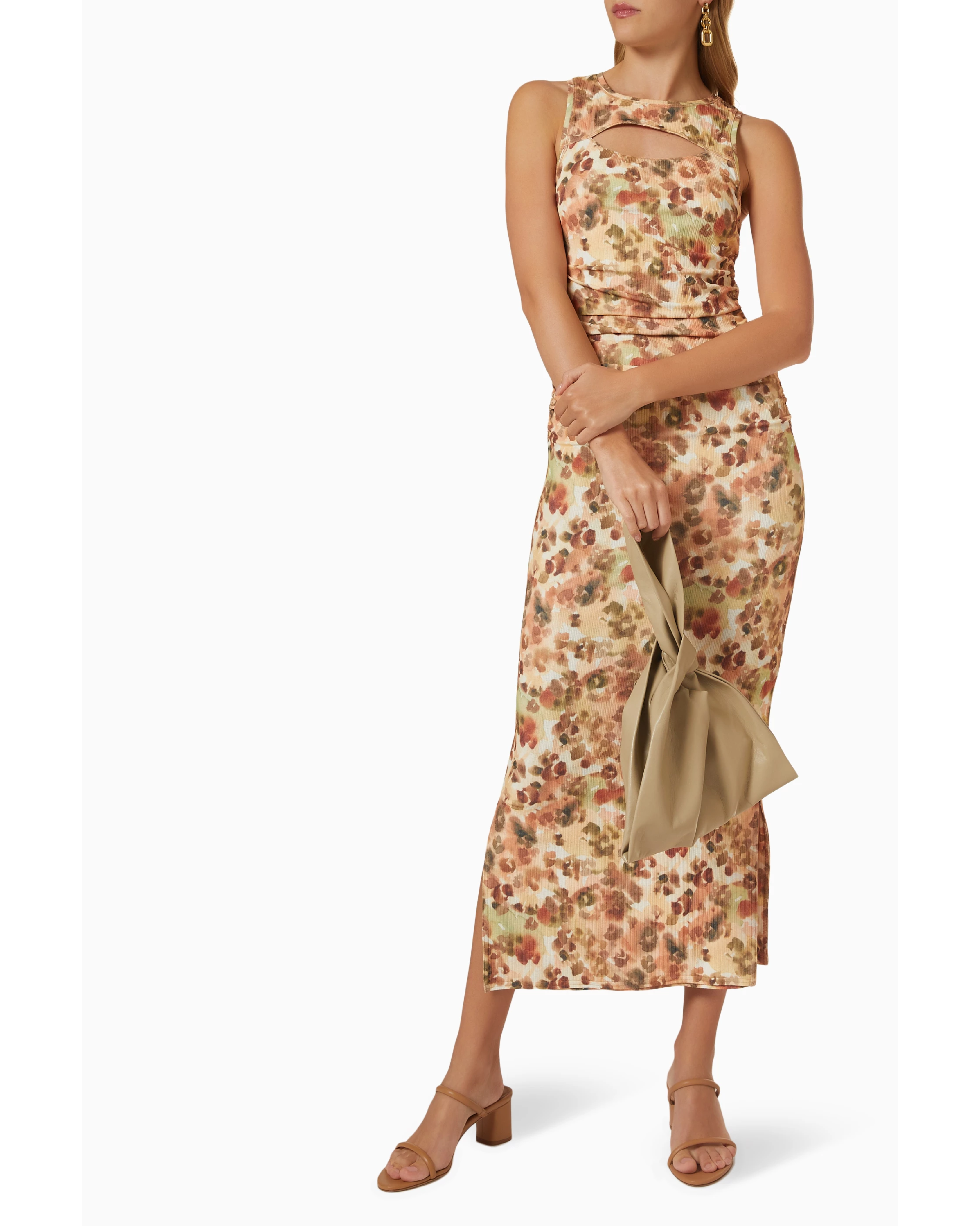 Rilo Midi Dress in floral print with cutout details and ruched waist — Nanushka | Endless UAE