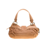 Tan quilted leather satchel with chain detail and circular logo clasp — Bally | Endless UAE