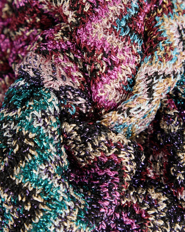 Multi-colored zigzag knit headband with metallic threading in pink, turquoise, and gold tones — Missoni | Endless UAE