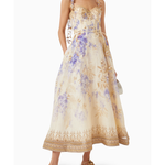 Floral print midi dress with sweetheart neckline and tie waist — Zimmermann | Endless UAE