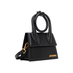 Black leather Knot Chiquito bag with curved handles and gold branding — Jacquemus | Endless UAE