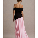 Venezia Bardot Puff-Skirt Maxi Dress