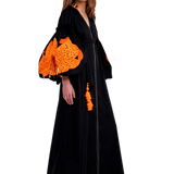 Lilies Sleeves Embroidered Cotton Caftan Maxi