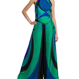 Colorblocked Silk Twill Halter Top