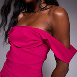 Bengaline Off Shoulder Ruched Waist