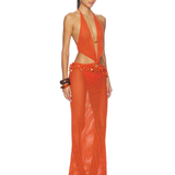 Crochet Bead Trim Maxi Dress